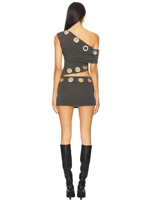 Jaded London Asymmetric Eyelet Dress in Dark Grey 2 New Womens mini thumbnail 4