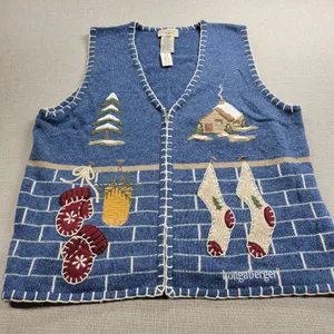 Vintage Longaberger Women's Vest 1X Blue Denim Embroidered Stitched Holiday NEW‎ thumbnail 12