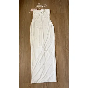 Oh Polly Dress Womens 8 White halter Rose Maxi dress thumbnail 2