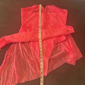 Womens Skimpy Sexy Pink Strapless Sheer Sparkly Party Club Dress Bodysuit Size M thumbnail 9