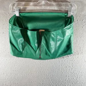 1052 | NWT Kendall & Kylie Vegan Leather‎ Edgy Corset Tube Top Green Womens M thumbnail 2