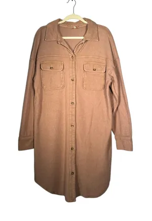 Anthropologie Pilcro Duster Shacket in Taupe Size‎ Small thumbnail 1