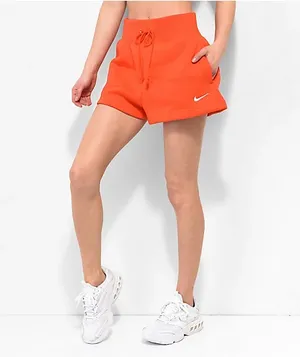 Nike Women's phoenix fleece knit shorts rust orange thumbnail 2