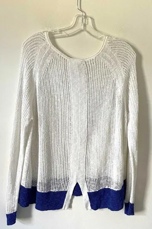 Soft Surroundings Linen Blend Lightweight Sweater White Purple Size XL thumbnail 2