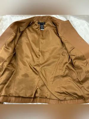 Vintage Kenneth Cole Leather Jacket Blazer Small Camel Brown Y2K Minimal Chic thumbnail 5