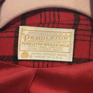 Vintage Pendleton Red Black Plaid Wool Blazer Women’s 14 Made USA Preppy Tartan thumbnail 2