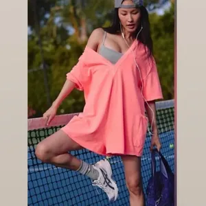 NWT Free People Movement Hot Shot Tee Romper In Tulip Pink XL thumbnail 6