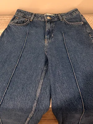 NWT ZARA Wide Leg Front Central Seam Dark Blue Women’s Jeans thumbnail 5