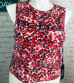 Bebe red black white sleeveless tank thumbnail 1