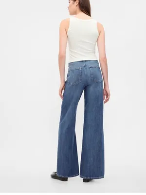 NWT GAP High Rise Wide Leg Jean Relaxed Comfort 100%‎ Cotton 12/31R thumbnail 3