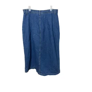 Just Blu Jeans Womens Blue Denim Button Front Maxi Skirt Size 10 High Rise 90s thumbnail 5