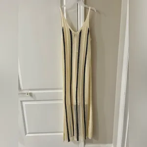 NWT Women's Open Work Maxi Sundress - A New Day Cream/Black Striped thumbnail 6