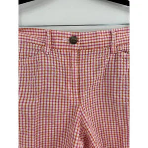 Lands' End Shorts Womens 8P Pink Orange‎ Gingham Excellent Seersucker 6in Inseam thumbnail 6