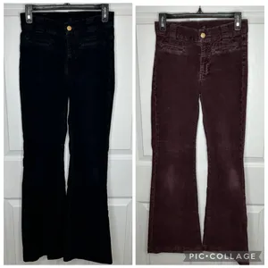 7 For All Mankind Black and Burgundy Corduroy Pants‎ Size 24 thumbnail 2