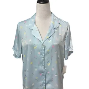 Abound Satin Floral Print Pajama Shirt M NWT Button Front Sleepwear Comfortable thumbnail 3
