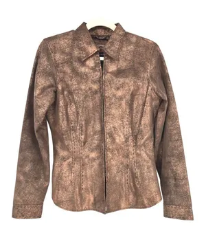 Roper Vintage Leather Jacket Bronze Metallic Full Zip Size Small Western Cowgirl thumbnail 1