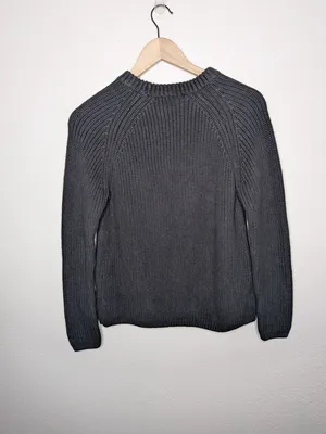 Quince Organic Cotton Black Knit Fisherman Sweater Size S thumbnail 8