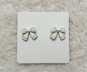 Coquette Cream White Bow Earrings thumbnail 4