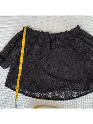 NWT Maeve Anthropologie Lace Off The Shoulder Blouse Womens Small Black Goth thumbnail 8