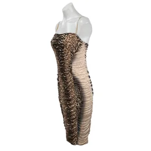 AFRM Amara Power Mesh Ruched Ombre Animal Print Midi Tank Sheath Bodycon Dress M thumbnail 2