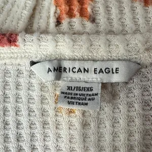American Eagle X-Large Pajama Top Fox Print Waffle Knit Thermal Short Sleeve thumbnail 7