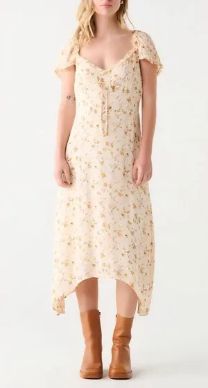 Dex Sweatheart Floral Boho Smocked Midi Sundress medium. thumbnail 1