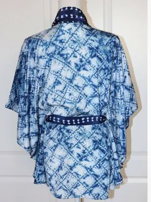 NWT Anthropologie De Novo Tate Blue Tie Dye Kimono One Size thumbnail 4