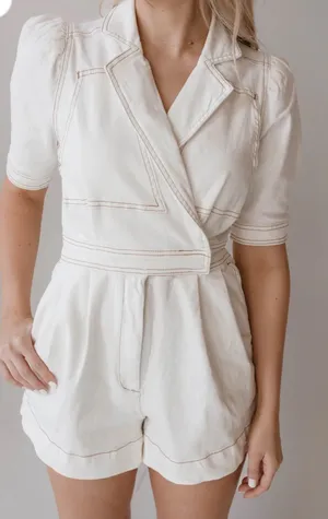 Denim Romper White thumbnail 1