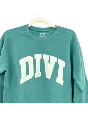 Divi Collegiate Crewneck Sweatshirt Comfort Colors Seafoam Green Size Small thumbnail 2