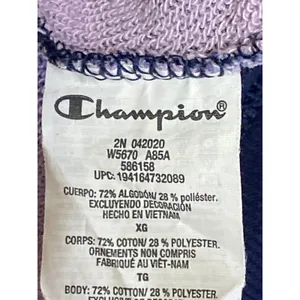 Champion Women's Purple Tie Dye Long Sleeve Knit Round Neck Sweatshirt Top Sz XL thumbnail 6