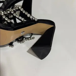 Zara Black Rhinestone Embellished Women's Sandals NWOT thumbnail 3