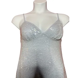 No Boundaries Silver Sequin Mini Dress Women Medium 8-10 V-Neck Party‎ thumbnail 7