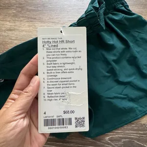 Hotty Hot Shorts High Rise 4” Lined Storm Teal Size 4 NWT thumbnail 3