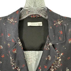Rebecca Taylor Black Fleur Silk Button Down Shirt Size XS Floral Print thumbnail 4