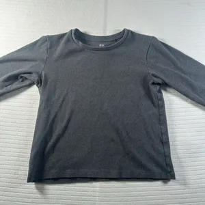 UNIQLO Women’s Small Gray Long Sleeve Crew Neck Minimalist Basic Top Shirt thumbnail 3