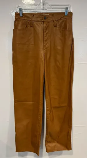Madewell‎ the perfect vintage wide leg jean in a caramel pleather thumbnail 1