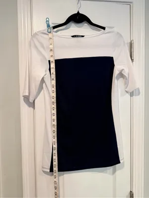 NWOT LRL Lauren Ralph Lauren Size S Black Colorblock Boat Neck Cuffed Sleeve Top thumbnail 5
