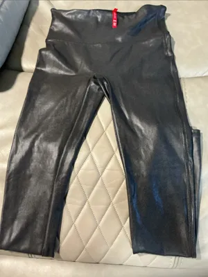 SPANX Black Faux Leather Jeggings thumbnail 4