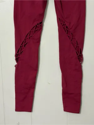 Alo Yoga Entwine High Rise Leggings Red Criss Cross Cutout Size Small S thumbnail 7