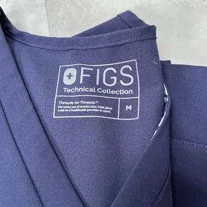 FIGS Technical Collection Blue Feather Fabric Trim Scrub Top‎ Size Medium M thumbnail 4
