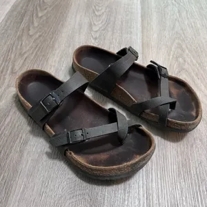 Birkenstock Women's Mayari Birkibuc Sandals Pebbled 38 Brown Black thumbnail 2