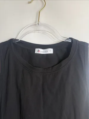 Laslulu Black Crop Tops Sleeveless Workout Tank Top Racerback Cropped Flowy M thumbnail 4
