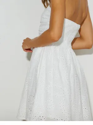 Hello Molly White Strapless Eyelet Mini Sundress thumbnail 2