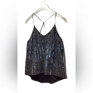 Chelsea28 Black mirrored spaghetti strap top. Size Medium. thumbnail 6