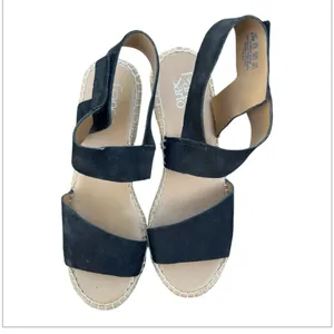 Franco Sarto Tulsa ‎ Black Espadrille Wedge Sandals Women's Size 8.5 M 4" Heel thumbnail 7