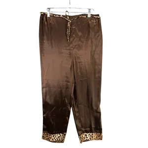 Delicates Pajamas Set Womens M Satin Leopard Trim Cami Pants‎ Sleepwear Lounge thumbnail 5