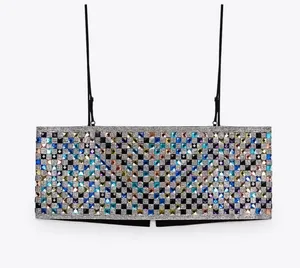 ZARA crop top shiny strappy rhinestones party night out thumbnail 9