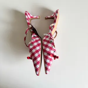 Wild Fable Lysandra Gingham Eyelet Kitten Heels Women's 8 Red & White Coquette thumbnail 3