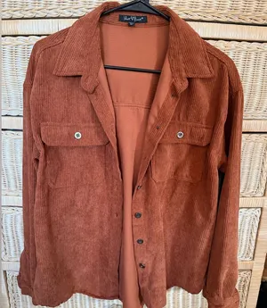 Velvet Heart Burnt Orange Corduroy Button Up Shacket thumbnail 1