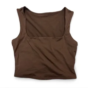 Amazon Elegant Brown Square Neck Crop Top thumbnail 2